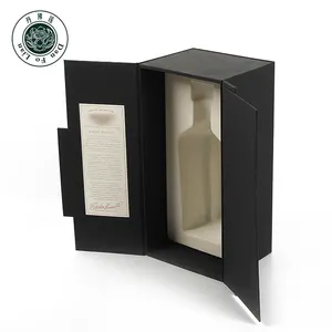 Black magnetic closure wine case bottle gift box custom shaped magnetic closure package box