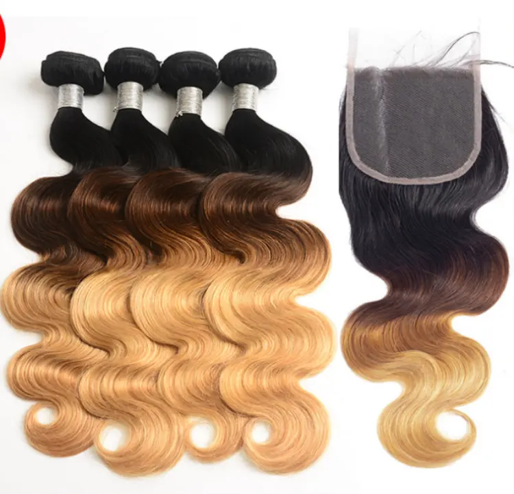100% human hair 1b 4 27 ombre color hair,/9A grade raw vietnamese ombre hair extensions/26 inch human hair extensions blonde