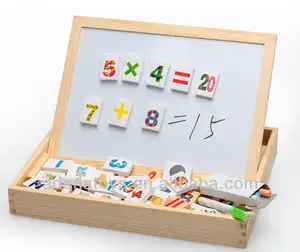 木製の子供たちの教育用DIYおもちゃ、磁気ホワイトボードドミノ