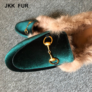 JKK moda de la piel de conejo Real mujeres del cuero genuino zapatillas para <span class=keywords><strong>el</strong></span> mercado europeo y americano - Product Image 5