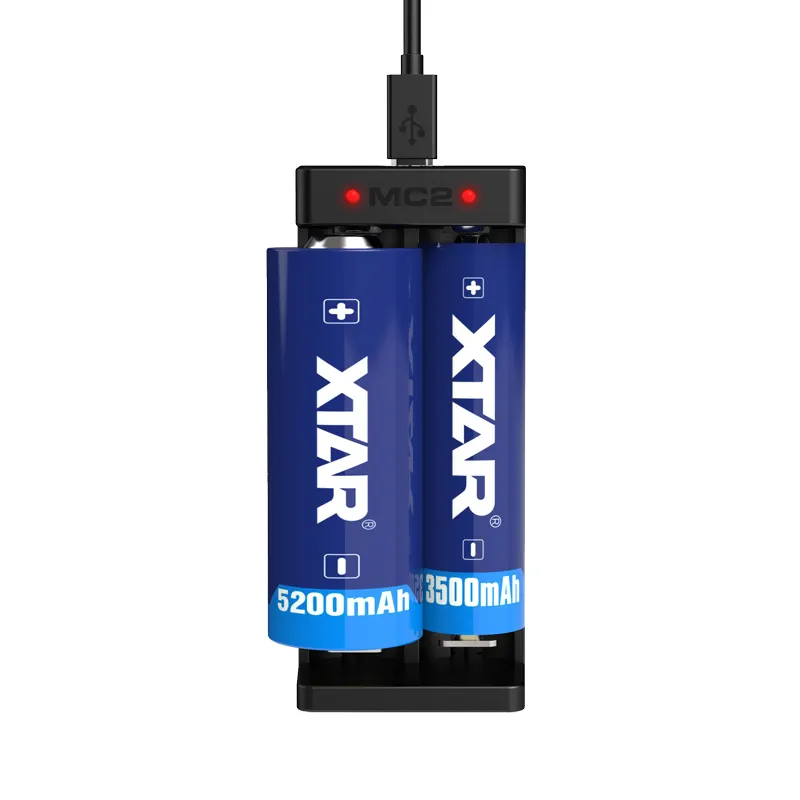 XTAR MC2 2 slots 0.5amp 1A Smart 3.6V 3.7V 14500 18650 26650 21700 Li-ion Battery Charger