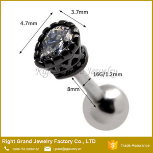 16g Waterdrop Pendientes Barbell Piercing Cartílago Tragus Hélice de Aleación de Zinc Hacia Adelante - Product Image 4