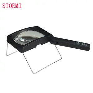 STOEMI-lupa LED rectangular recargable, lupa de mano y soporte, 7854, 3X