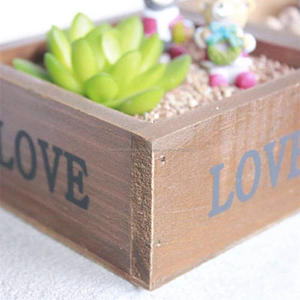 Caja de madera hecha <span class=keywords><strong>a</strong></span> mano retro Flower Garden Planter planta suculenta rectangulo caso de almacenamiento (amor) - Product Image 4