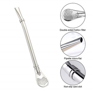 Fabbrica di vendita calda riutilizzabile Bombilla Yerba Mate <span class=keywords><strong>cannucce</strong></span> in <span class=keywords><strong>acciaio</strong></span> inox paglia con filtro cucchiaio - Product Image 4