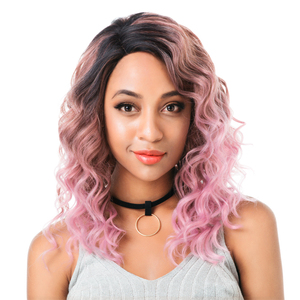 Japanese fiber three tone color 1b pink C side part curly lace front <strong>wig</strong> - Product Image 2