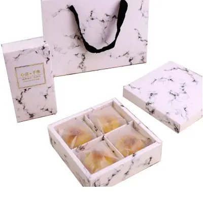 Lãng Mạn Đá Cẩm Thạch Đảng Ủng Hộ Giấy Bao Bì Quà Tặng Mooncake Box