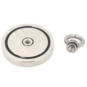 400KG 880LBS N35 D116mm Single Side Countersunk Hole Round Neodymium Fishing Magnet With Eyebolt