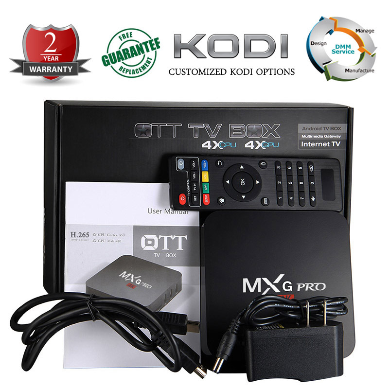 S905 mxg pro android tv box amlogic s905 2016 kodi quad tv box core kodi 16.0 mx pro 4 k android tv box