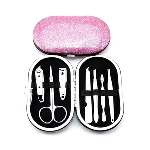 Coffret rond à paillettes rose en acier inoxydable pour le soin des ongles Beauty Lady Girl Cheap Price <span class=keywords><strong>Manucure</strong></span> Gift Kits - Product Image 1
