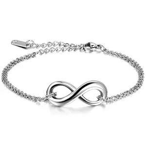 Bijoux réglable en acier inoxydable, pour femme, Bracelet avec symbole de l'infini, amour éternel