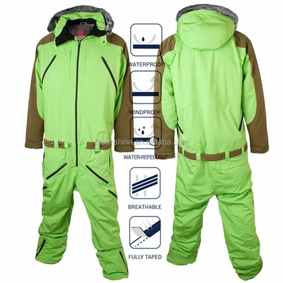 Customize Waterproof Hooded One Piece Ski Suit adults snow -50