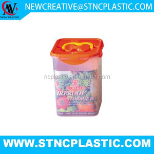 Plastic Clear Orange Vegetable Nuts Container Hermetic Handle Storage <strong>Infor</strong> - Product Image 2