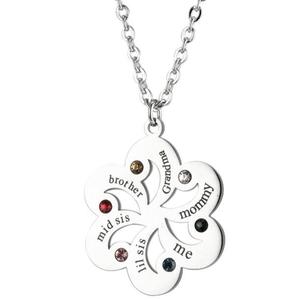 Collana di fiori cerchio con <span class=keywords><strong>nome</strong></span> inciso-ciondolo su misura qualsiasi <span class=keywords><strong>nome</strong></span> per la famiglia - Product Image 3