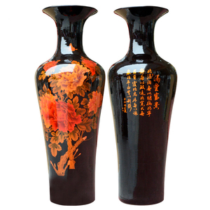 Handmade Black Flower Design Glazed Ceramic <strong>Unique</strong> Tall Floor Large <strong>Vase</strong> - Product Image 2
