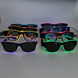 OEM סיטונאי ספק צבעוני LED זוהר משקפיים מוסיקה בקרת ניאון EL חוט משקפיים