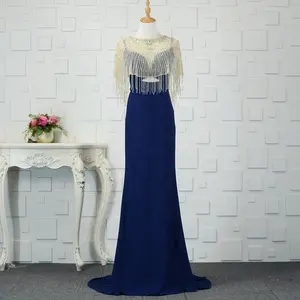 2pcs Set Navy/Burgundy Long Evening Dresses With Crystal Cape Spaghetti Strap 2019 Long Stock Cheap Wholesale Evening Gowns