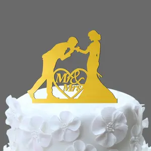 Preciser Mr & Mrs Acrylic Sáng Tạo Topper Gương Phản Quang Cake Topper Cho Đám Cưới