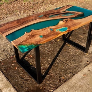 Wooden Slab <strong>Table</strong> <strong>Top</strong> River <strong>Table</strong> Solid Wood clear Epoxy <strong>Resin</strong> <strong>Table</strong> - Product Image 3