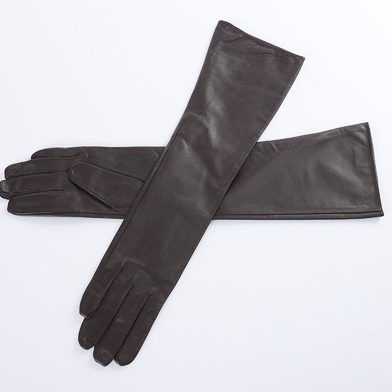 Custom Touch Screen Arm Warm Elbow Length Opera Fashion Winter Long Leather  Gloves For Women