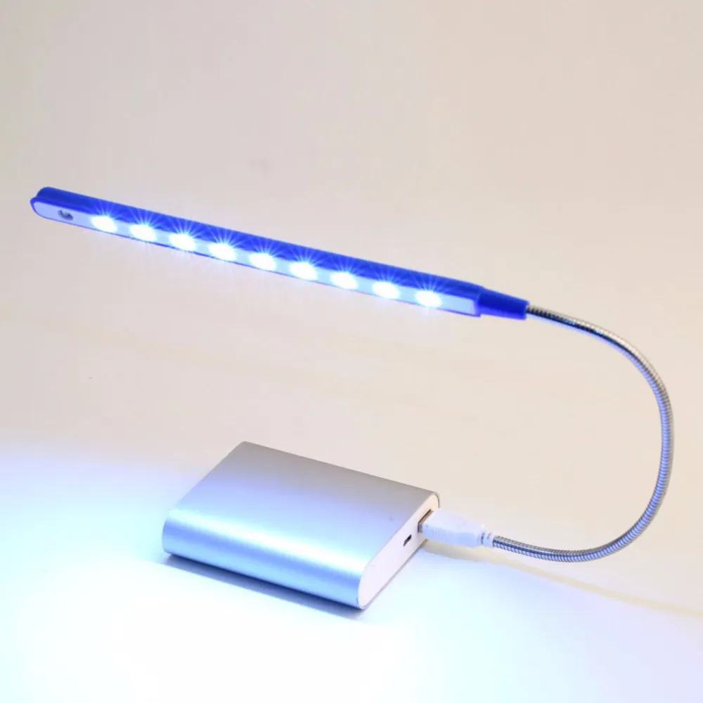 10 LED Flexible de Metal Gadgets USB Luz ojo proteger noche libro de lectura de la lámpara