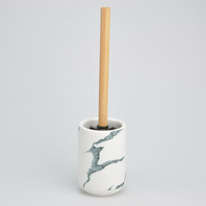 Nouvelle arrivée Ensemble de brosse de toilette ronde en céramique blanche - Product Image 2