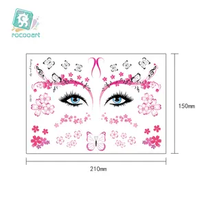 New Women Temporary Face Makeup Tatoo Sticker Temporary Body Glitter Tattoo Sticker Sealed Bag or Customized Individual Package