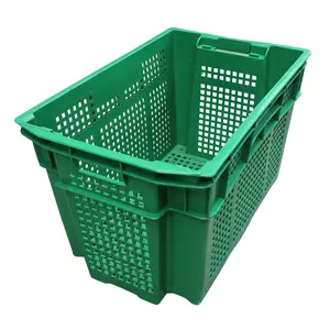QS重型巢穴可堆叠存储容器箱箱批发耐用网状超市塑料篮子蔬菜新鲜水果