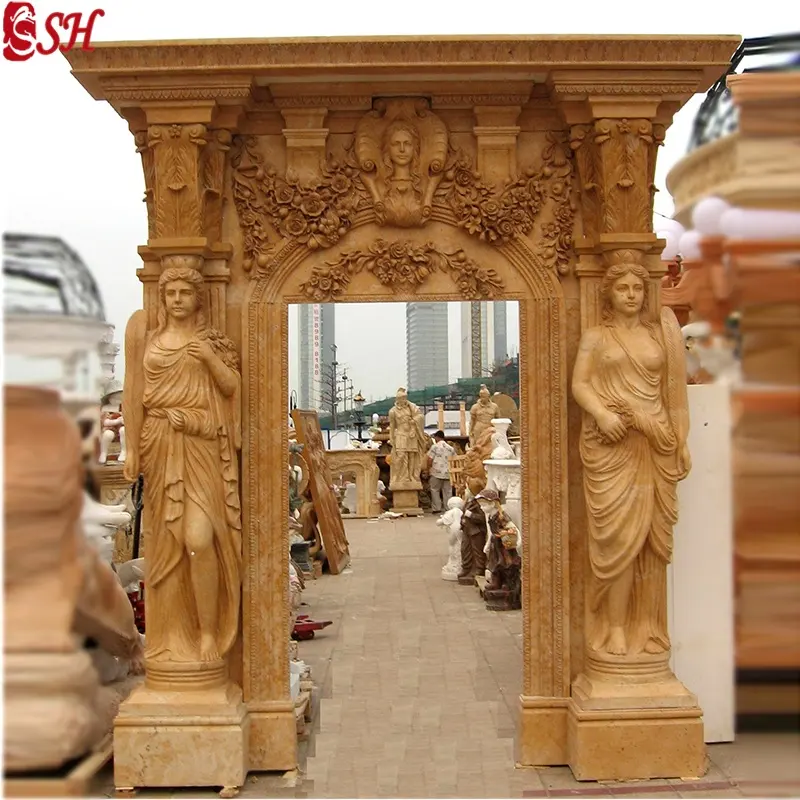 Surround Pintu Marmer Dekoratif dengan Patung
