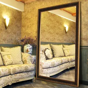 유럽 세련된 골동품 액자 피팅 무료 서있는 바닥 거울 장식 벽 거울 도매 미러