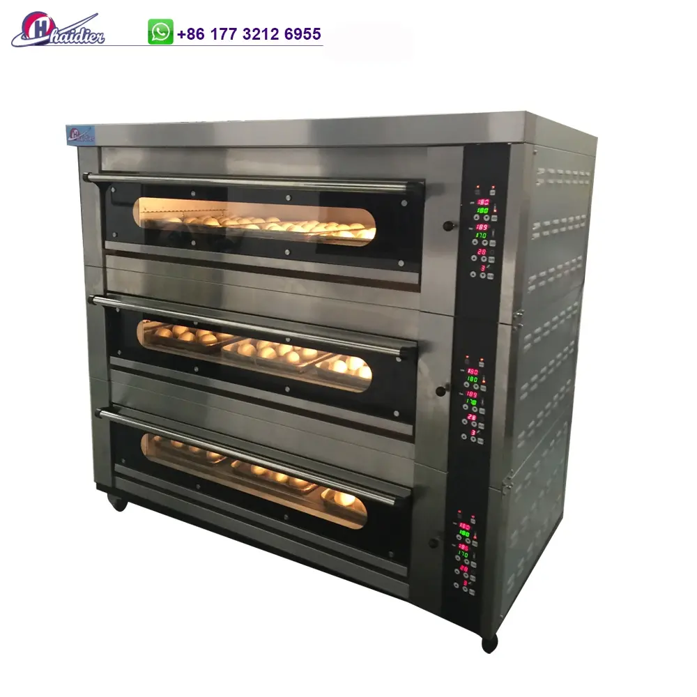 Rvs Hot Koop 3 Dek 9 Trays Commerciële Gas Dek Oven Pizza Dek Bakoven