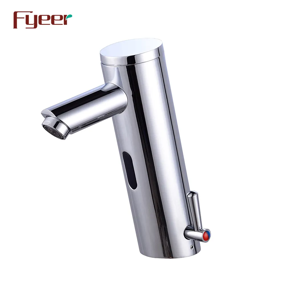 Fyeer Round Brass Body Battery Power Automatic Sensor Faucet for Cold and Hot Water