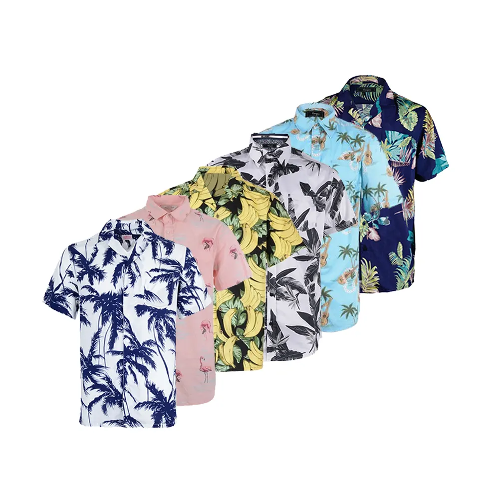 Printed design funny 100% cotton men wear hawaiian beach shirt short sleeve