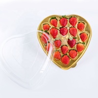 Aanpassen Ontwerp Wegwerp Gouden Hart Vorm Plastic Fruit Container Voor Aardbei Verpakking Plastic Doos Voor Fruit
