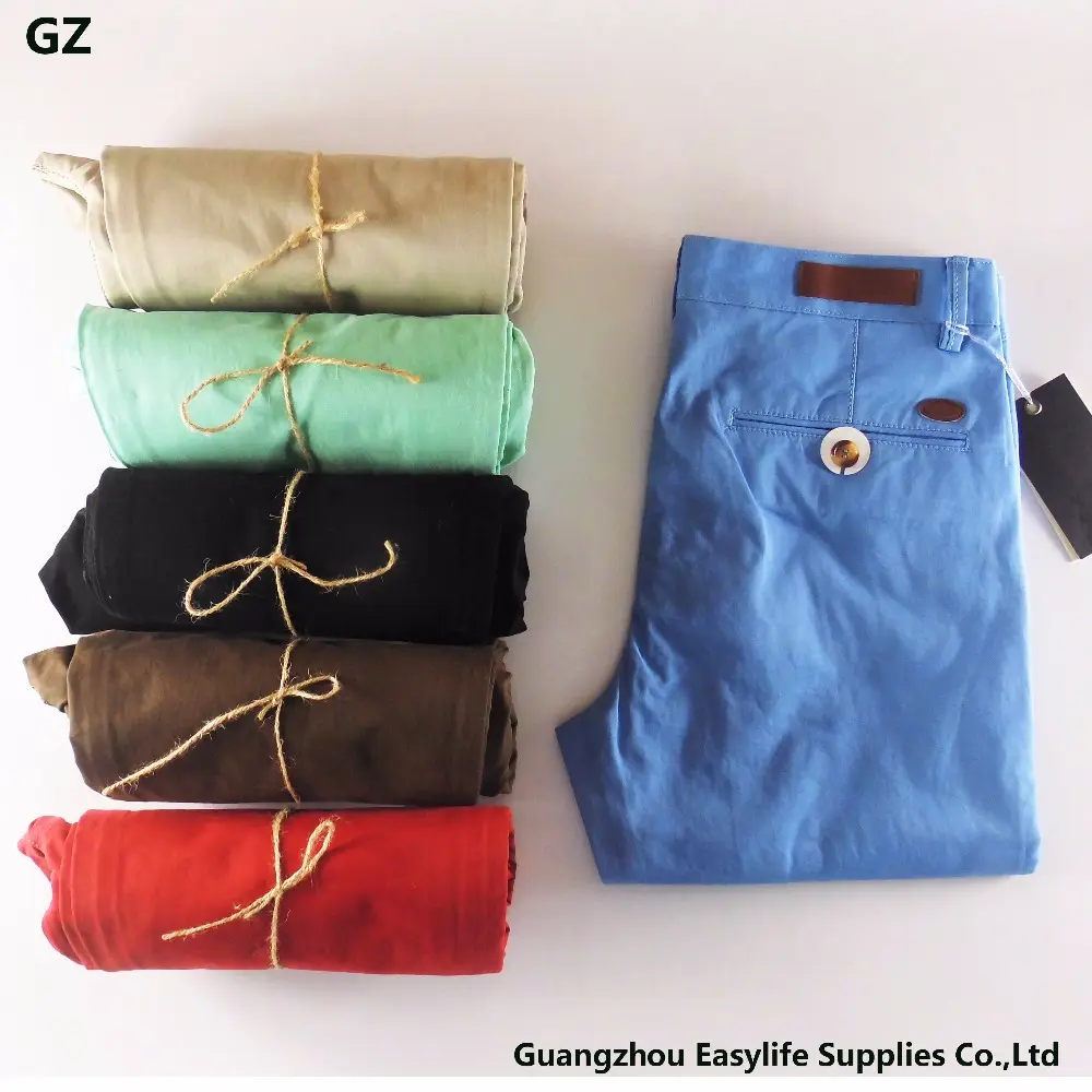 Guangzhou Hombre Pantalones de tela de diseño de bolsillo de hombre de algodón Pantalones