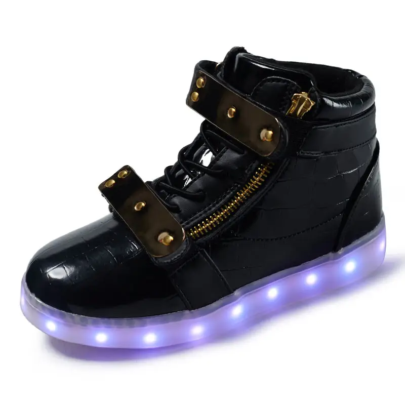 ขายส่งการออกแบบใหม่ Light Up แฟลชด้านบนสูงนำรองเท้าสำหรับเด็ก