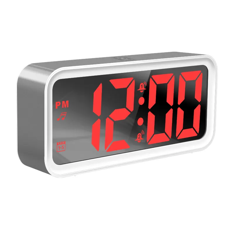 China Smart Elektrische Usb Einfach Snooze Große Rot Grün Anzahl Led Spiegel Digitale Alarm Tabelle Desktop Uhr für Laptop