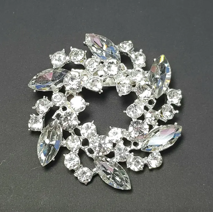 popular jewelry antique crystal round flower lapel brooch