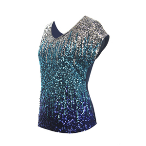 Hot Selling High Quality Bling Casual Short Sleeve Custom <strong>Sequin</strong> Women's T-shirts Wholesale Sequined <strong>Top</strong> - Product Image 2