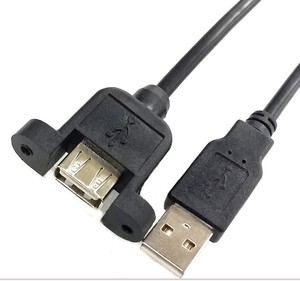 Panel Mount <strong>Usb</strong> Type a Female Panel Mount Two Hole <strong>USB</strong> 2.0 <strong>Extension</strong> Cable <strong>Lead</strong> a Male to Female (2m) Driver Free - Product Image 1