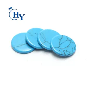 Wholesale blau farbe lose edelstein synthetische flache türkis slab runde