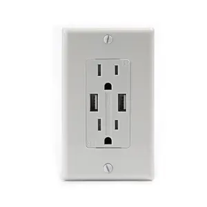 Shanghai Linsky Aardlekschakelaar Usb Outlet 110V/220V 15A Input 4.2A Dual Usb Socket Met Schroefloos/Schroef muur Plaat