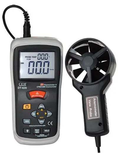 DT-620 cfm/सीएमएम थर्मो anemometer + इन्फ्रारेड थर्मामीटर