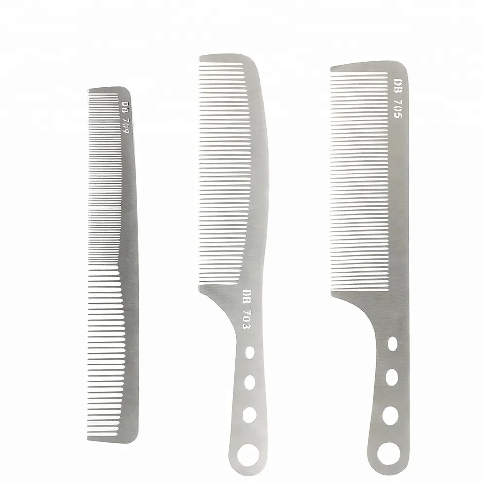 Hair Salon Cutting Tools Metal Flathead Comb Antistatic Unbreakable Steel Comb Professional For Barber Shop Pet Store