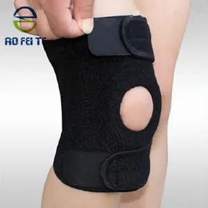 Joelheira aofeite de neoprene ajustável, suporte de joelho com patela aberta básica, cinta de joelho e mola, de aço