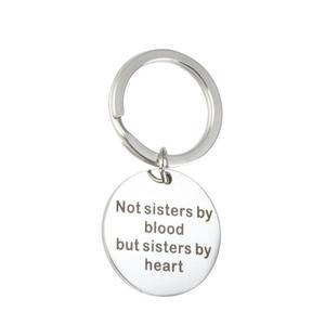 Porte-clés pendentif en forme de cœur, boucles d'oreilles pas sœurs par le sang, sœurs en cœur, cadeau d'amitié, meilleur - Product Image 1