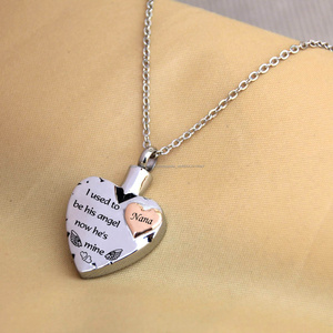 Unisex ala de Ángel de Memorial de las cenizas de la urna de corazón colgante collar yo solía ser su ángel ahora es mío - Product Image 5