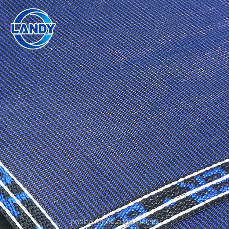 Blue swimming pool mesh safety cover