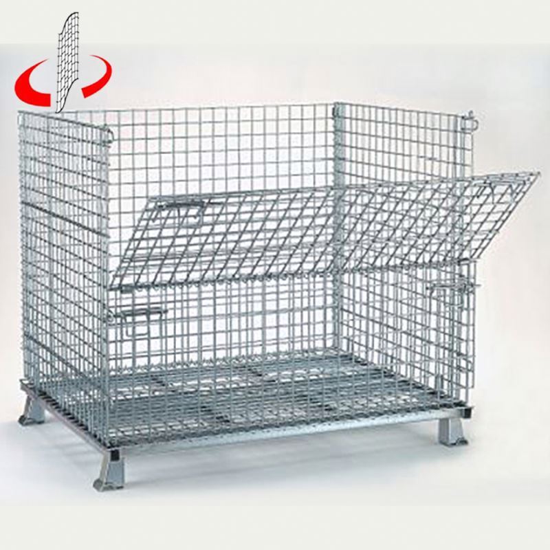 Custom Cage Empilable Industrielle Entrepôt Récipient En Métal Tressé