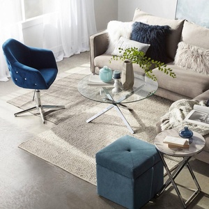 <span class=keywords><strong>Table</strong></span> basse ronde en verre trempé transparent avec pieds en métal chromé - Product Image 3